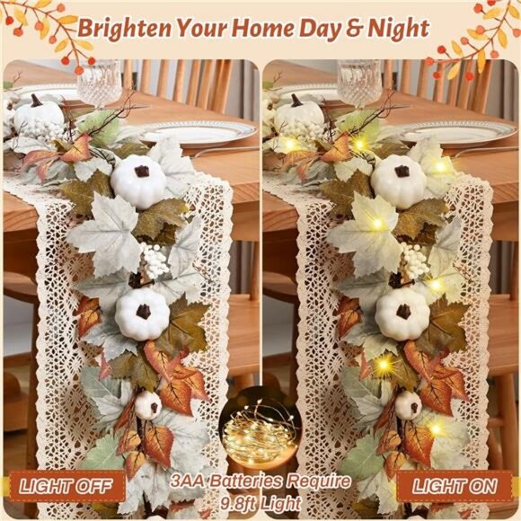 Fall Decorations for Home, 5.9Ft Fall Garland for Mantle, Fall Leaves Garland - Picture 5 of 8